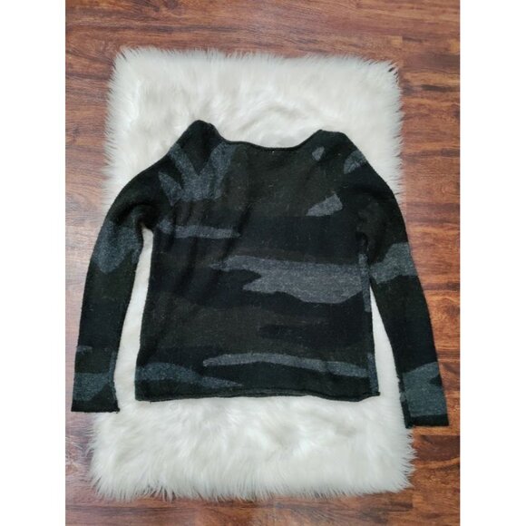 Townsen Camouflage Long Sleeve Scoop Neck Mohair Blend Sweater Green Women's S - Picture 2 of 7